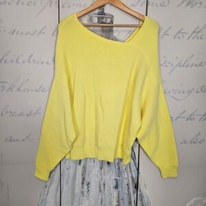 Free People Ottoman Check Sweater Lemon Yellow Size Medium *FLAW*